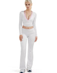 SUUKSESS Women Pilates Wrap Workout Cropped Top Ribbed Long Sleeve V Neck Tie Front Ballet Yoga Shrug Blouse-SUUKSESS-White-XS-SUUKSESS
