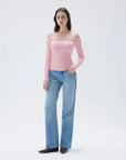 SUUKSESS Women Off The Shoulder Tops with Built in Bra Double Lined Going Out Fitted Basic Fall Shirts-SUUKSESS-SUUKSESS