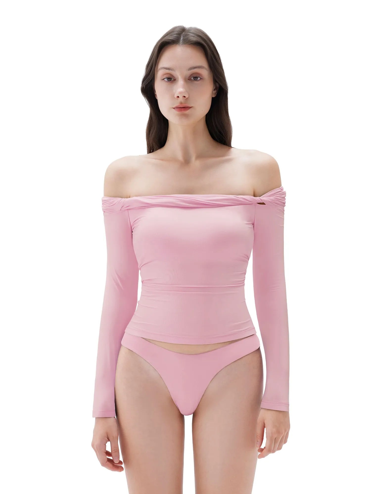 SUUKSESS Women Off The Shoulder Tops with Built in Bra Double Lined Going Out Fitted Basic Fall Shirts-SUUKSESS-SUUKSESS