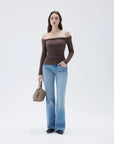 SUUKSESS Women Off The Shoulder Tops with Built in Bra Double Lined Going Out Fitted Basic Fall Shirts-SUUKSESS-SUUKSESS
