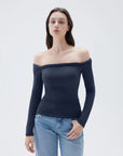 SUUKSESS Women Off The Shoulder Tops with Built in Bra Double Lined Going Out Fitted Basic Fall Shirts-SUUKSESS-SUUKSESS