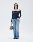 SUUKSESS Women Off The Shoulder Tops with Built in Bra Double Lined Going Out Fitted Basic Fall Shirts-SUUKSESS-SUUKSESS