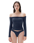 SUUKSESS Women Off The Shoulder Tops with Built in Bra Double Lined Going Out Fitted Basic Fall Shirts-SUUKSESS-SUUKSESS