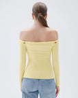 SUUKSESS Women Off The Shoulder Tops with Built in Bra Double Lined Going Out Fitted Basic Fall Shirts-SUUKSESS-SUUKSESS