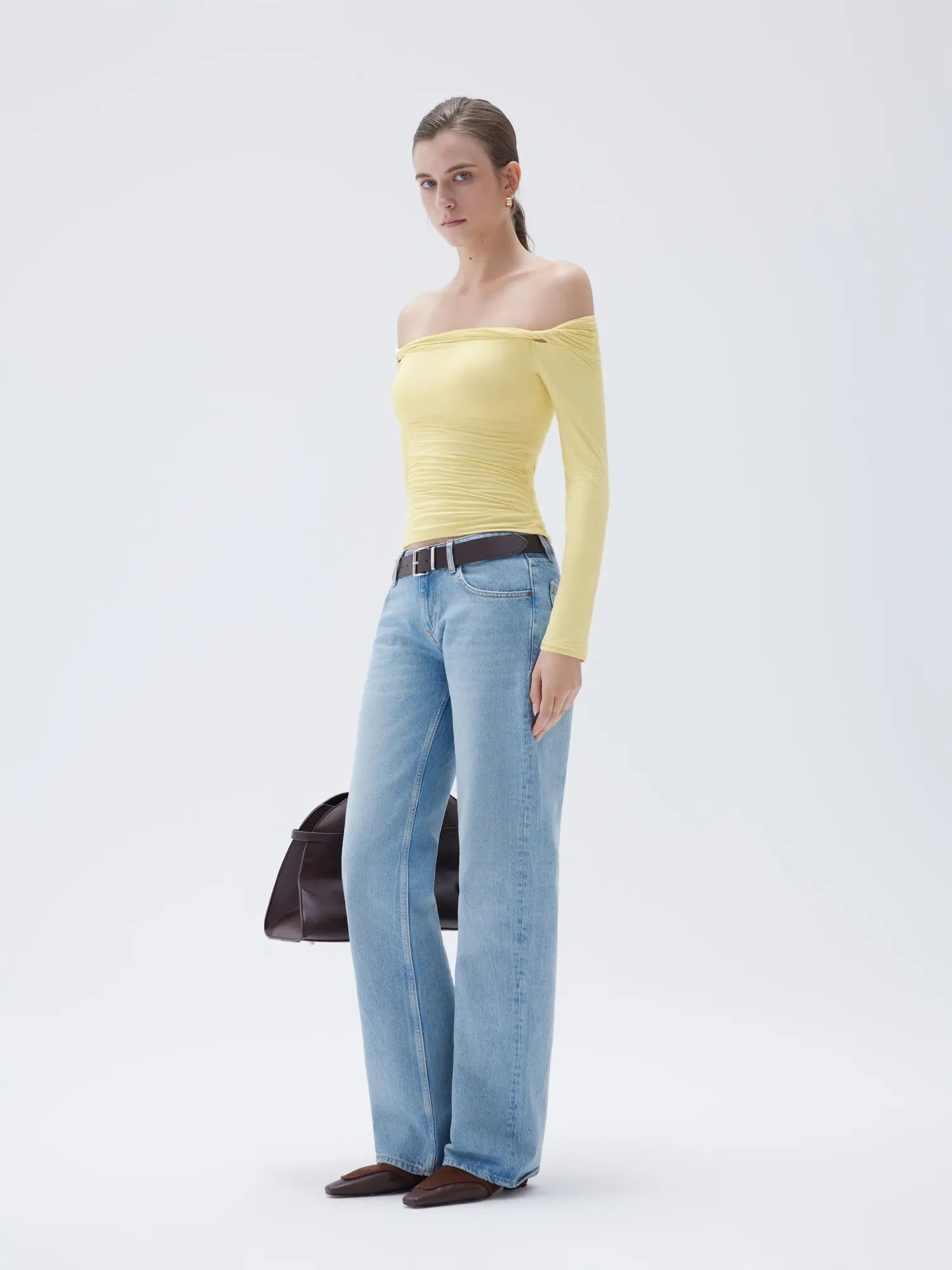 SUUKSESS Women Off The Shoulder Tops with Built in Bra Double Lined Going Out Fitted Basic Fall Shirts-SUUKSESS-SUUKSESS