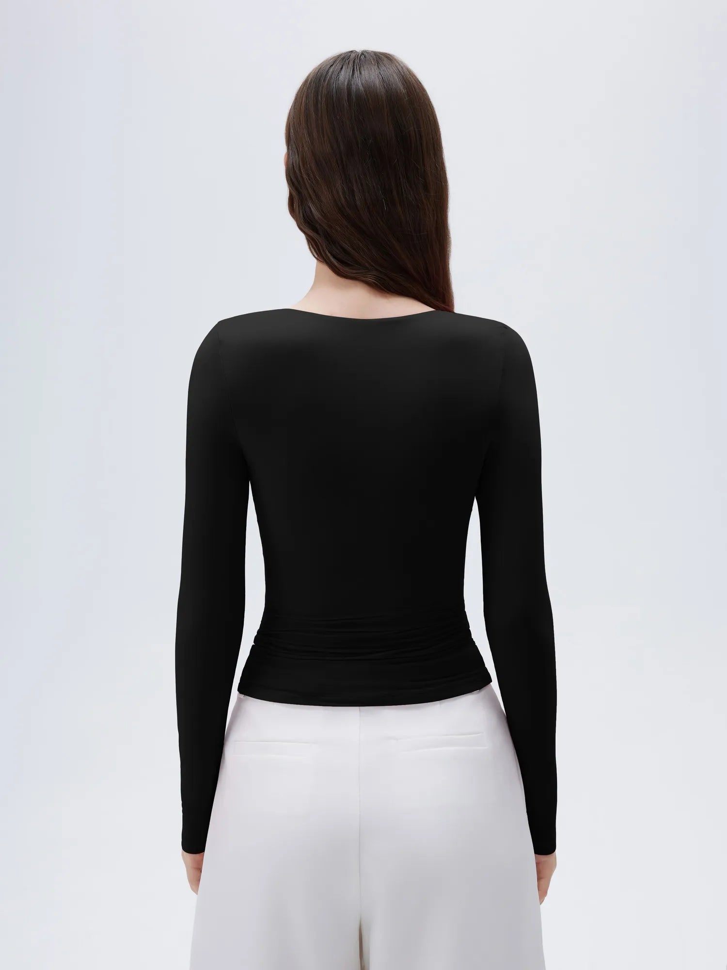 SUUKSESS Women Sexy V Neck Long Sleeve Shirts Double Lined Wrap Going Out Tops-SUUKSESS-SUUKSESS