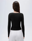 SUUKSESS Women Sexy V Neck Long Sleeve Shirts Double Lined Wrap Going Out Tops-SUUKSESS-SUUKSESS