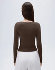 SUUKSESS Women Sexy V Neck Long Sleeve Shirts Double Lined Wrap Going Out Tops-SUUKSESS-SUUKSESS
