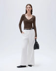SUUKSESS Women Sexy V Neck Long Sleeve Shirts Double Lined Wrap Going Out Tops-SUUKSESS-SUUKSESS