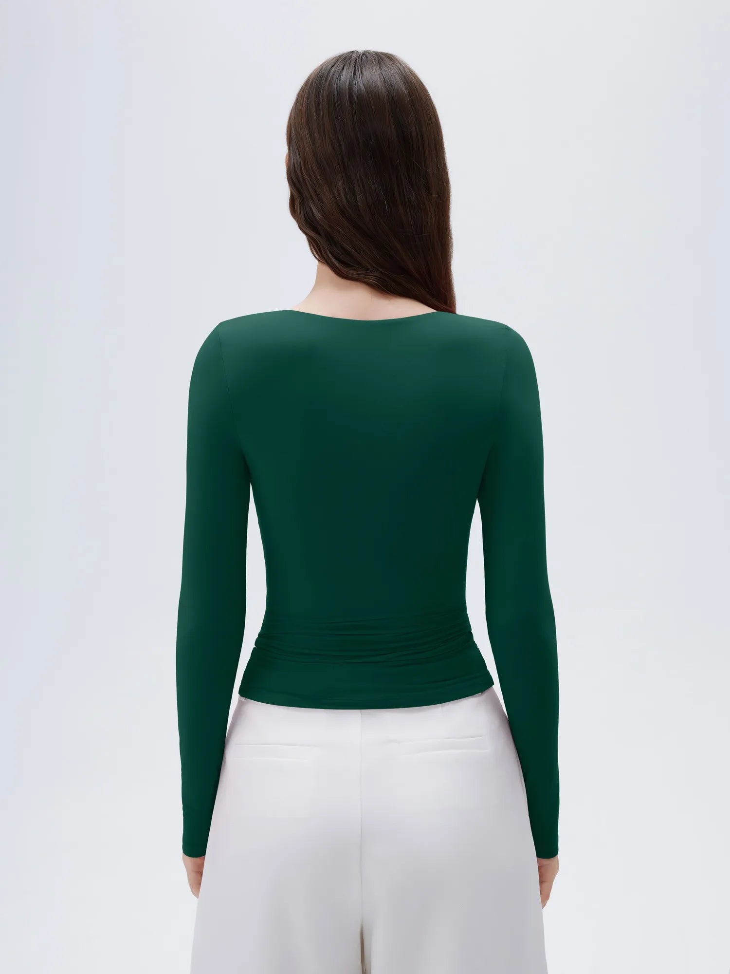 SUUKSESS Women Sexy V Neck Long Sleeve Shirts Double Lined Wrap Going Out Tops-SUUKSESS-SUUKSESS
