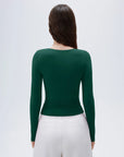 SUUKSESS Women Sexy V Neck Long Sleeve Shirts Double Lined Wrap Going Out Tops-SUUKSESS-SUUKSESS