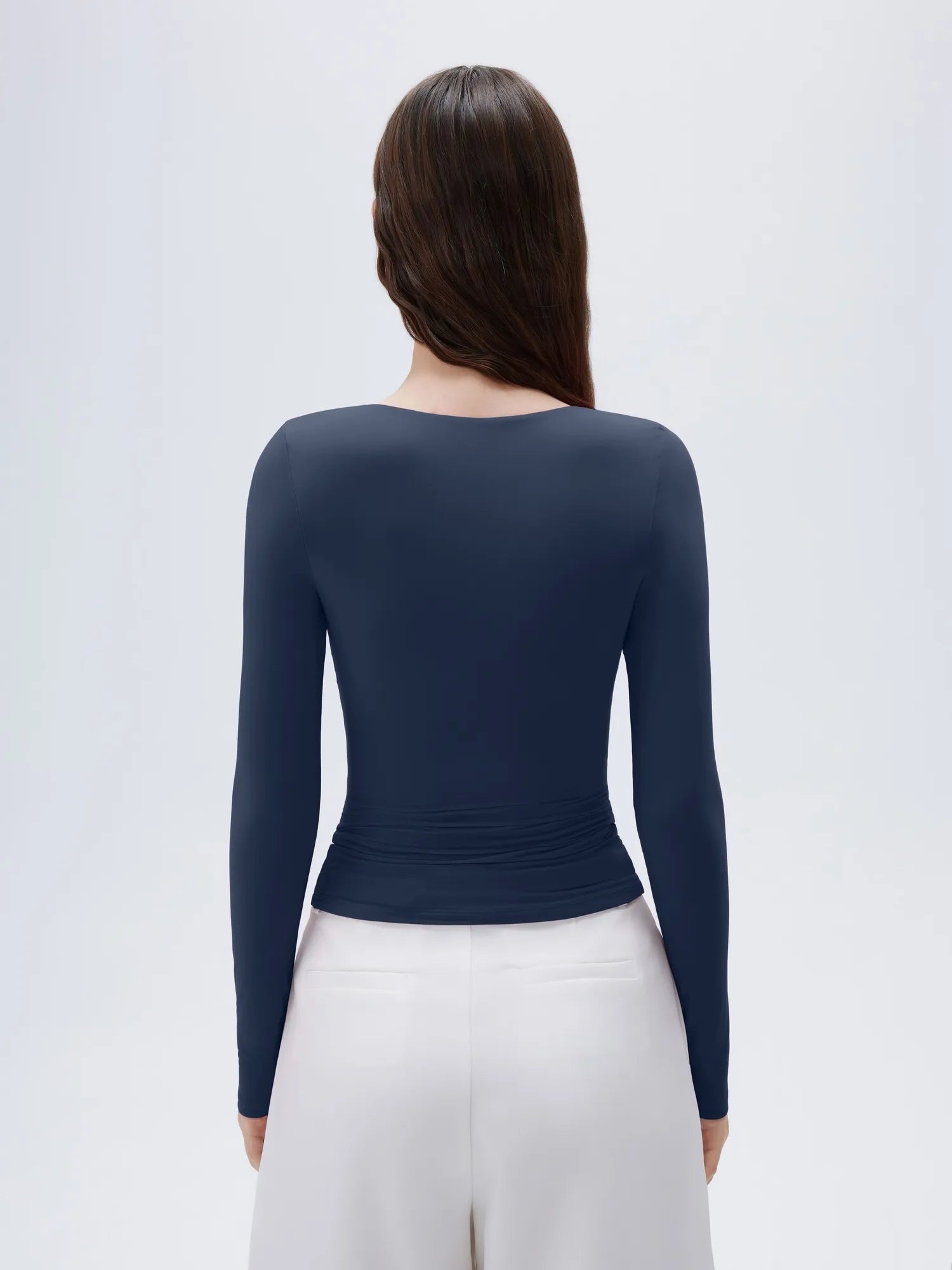 SUUKSESS Women Sexy V Neck Long Sleeve Shirts Double Lined Wrap Going Out Tops-SUUKSESS-SUUKSESS