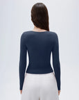 SUUKSESS Women Sexy V Neck Long Sleeve Shirts Double Lined Wrap Going Out Tops-SUUKSESS-SUUKSESS