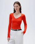 SUUKSESS Women Sexy V Neck Long Sleeve Shirts Double Lined Wrap Going Out Tops-SUUKSESS-SUUKSESS