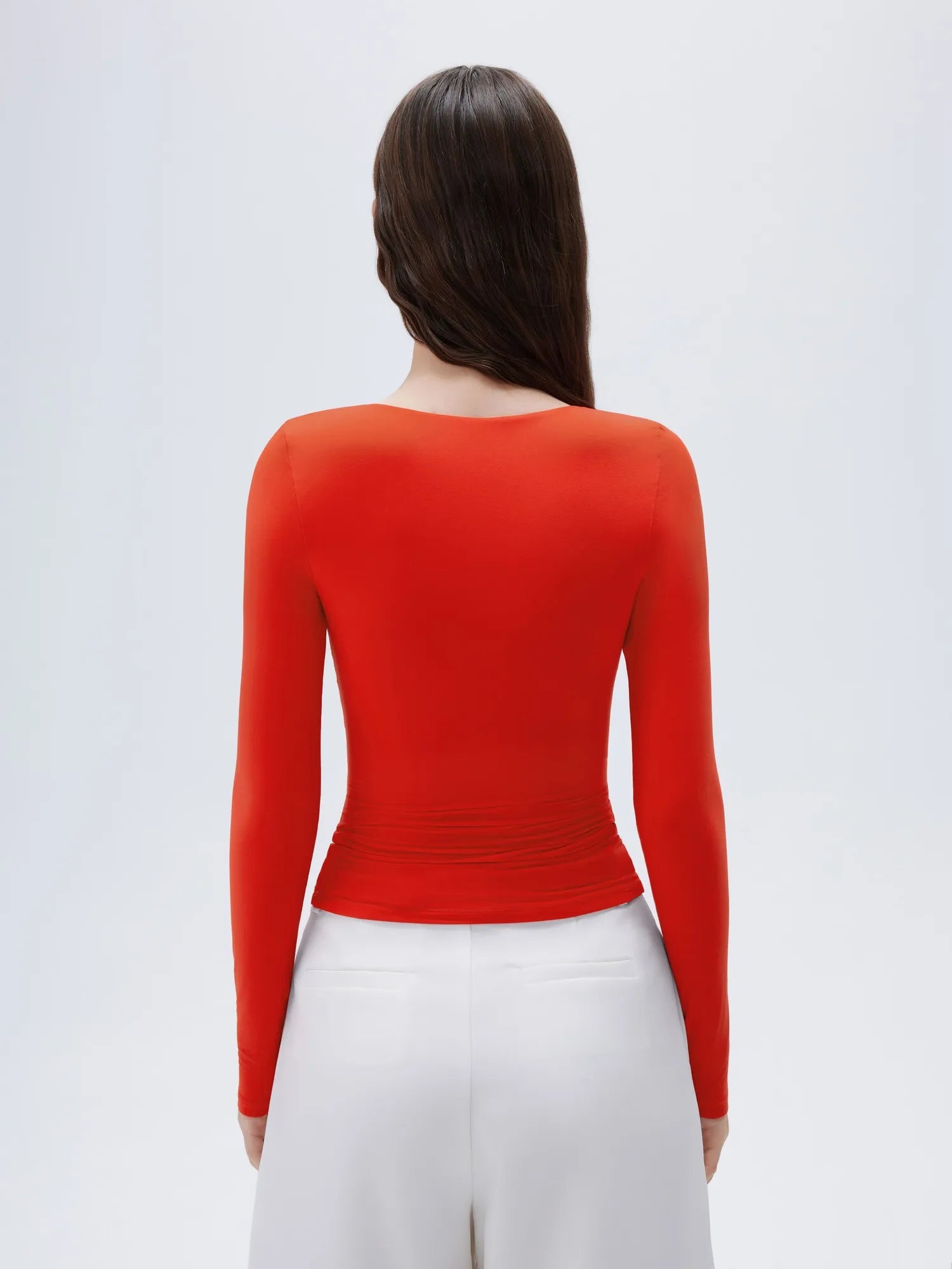 SUUKSESS Women Sexy V Neck Long Sleeve Shirts Double Lined Wrap Going Out Tops-SUUKSESS-SUUKSESS
