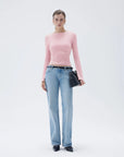 SUUKSESS Women Crew Neck Bell Sleeve Tops Double Lined Going Out Fitted Basic T Shirts-SUUKSESS-SUUKSESS