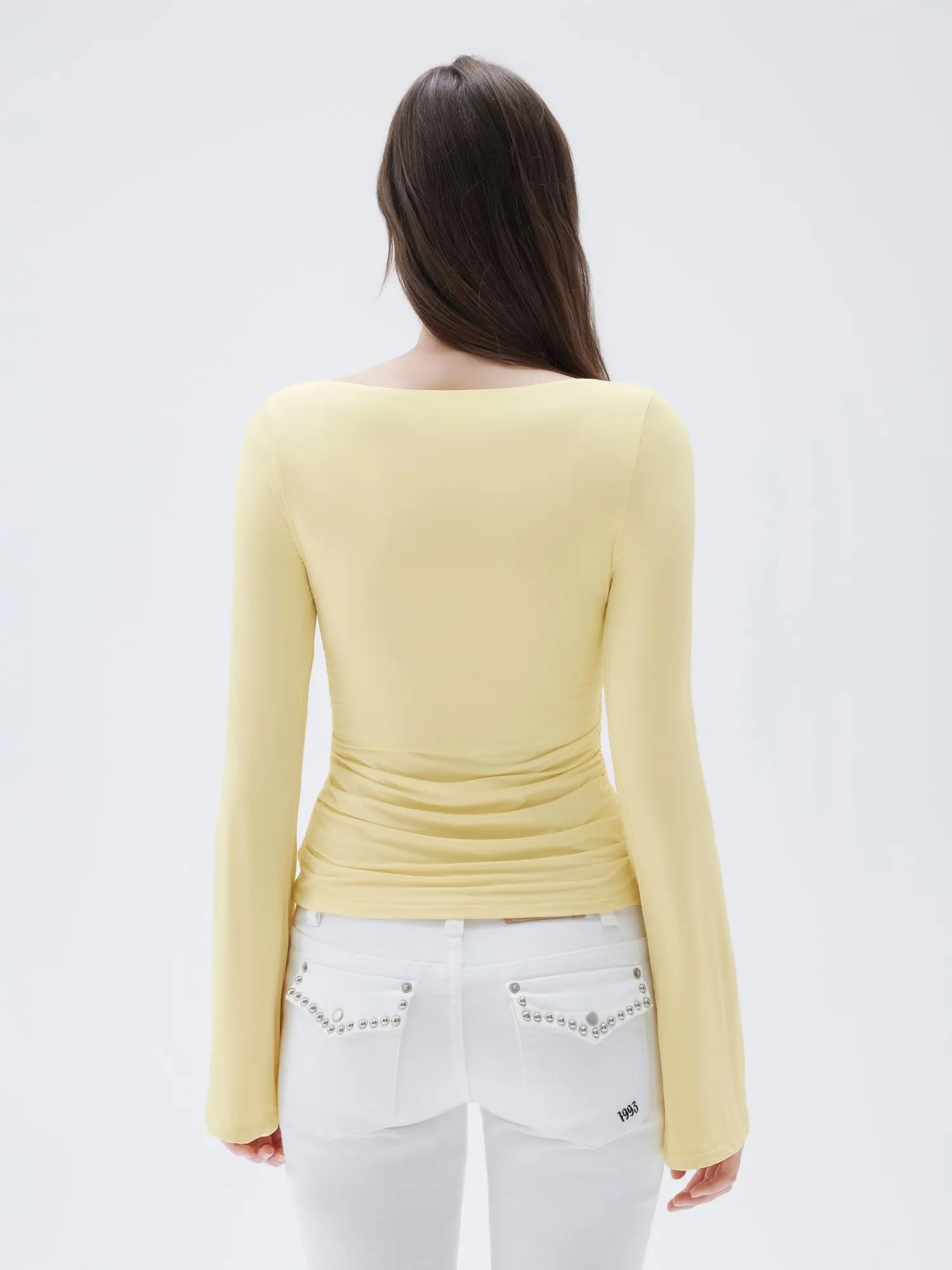 SUUKSESS Women Crew Neck Bell Sleeve Tops Double Lined Going Out Fitted Basic T Shirts-SUUKSESS-SUUKSESS