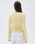 SUUKSESS Women Crew Neck Bell Sleeve Tops Double Lined Going Out Fitted Basic T Shirts-SUUKSESS-SUUKSESS