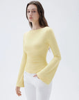 SUUKSESS Women Crew Neck Bell Sleeve Tops Double Lined Going Out Fitted Basic T Shirts-SUUKSESS-SUUKSESS