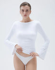SUUKSESS Women Crew Neck Bell Sleeve Tops Double Lined Going Out Fitted Basic T Shirts-SUUKSESS-SUUKSESS