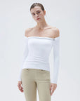 SUUKSESS Women Off The Shoulder Tops with Built in Bra Double Lined Going Out Fitted Basic Fall Shirts-SUUKSESS-SUUKSESS