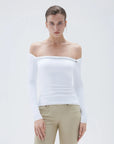 SUUKSESS Women Off The Shoulder Tops with Built in Bra Double Lined Going Out Fitted Basic Fall Shirts-SUUKSESS-SUUKSESS