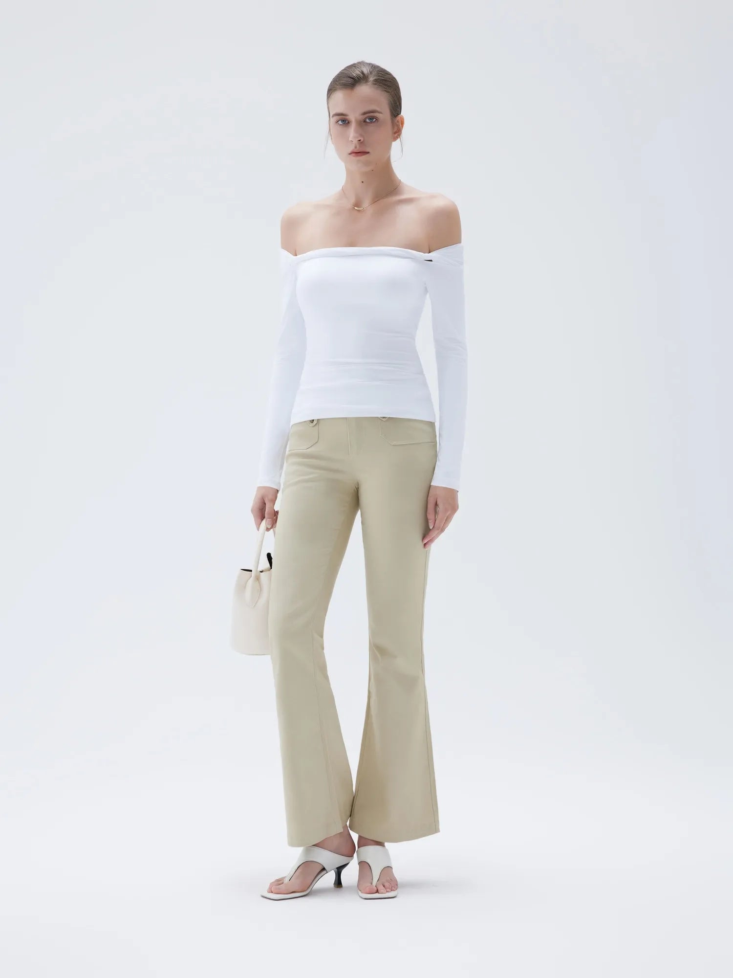 SUUKSESS Women Off The Shoulder Tops with Built in Bra Double Lined Going Out Fitted Basic Fall Shirts-SUUKSESS-SUUKSESS