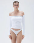 SUUKSESS Women Off The Shoulder Tops with Built in Bra Double Lined Going Out Fitted Basic Fall Shirts-SUUKSESS-SUUKSESS