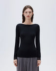 SUUKSESS Cloud Cashmere Women Lace Scoop Neck Tops Basic Long Sleeve Knit Shirts-SUUKSESS-SUUKSESS