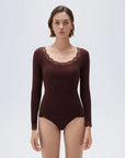 SUUKSESS Cloud Cashmere Women Lace Scoop Neck Tops Basic Long Sleeve Knit Shirts-SUUKSESS-SUUKSESS