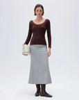 SUUKSESS Cloud Cashmere Women Lace Scoop Neck Tops Basic Long Sleeve Knit Shirts-SUUKSESS-SUUKSESS