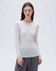 SUUKSESS Cloud Cashmere Women Lace Scoop Neck Tops Basic Long Sleeve Knit Shirts-SUUKSESS-SUUKSESS