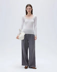 SUUKSESS Cloud Cashmere Women Lace Scoop Neck Tops Basic Long Sleeve Knit Shirts-SUUKSESS-SUUKSESS