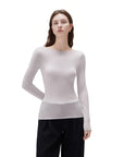 SUUKSESS Cloud Cashmere Women Lace Scoop Neck Tops Basic Long Sleeve Knit Shirts-SUUKSESS-SUUKSESS