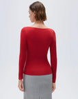 SUUKSESS Cloud Cashmere Women Lace Scoop Neck Tops Basic Long Sleeve Knit Shirts-SUUKSESS-SUUKSESS