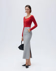 SUUKSESS Cloud Cashmere Women Lace Scoop Neck Tops Basic Long Sleeve Knit Shirts-SUUKSESS-SUUKSESS