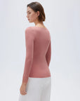 SUUKSESS Cloud Cashmere Women Lace Scoop Neck Tops Basic Long Sleeve Knit Shirts-SUUKSESS-SUUKSESS