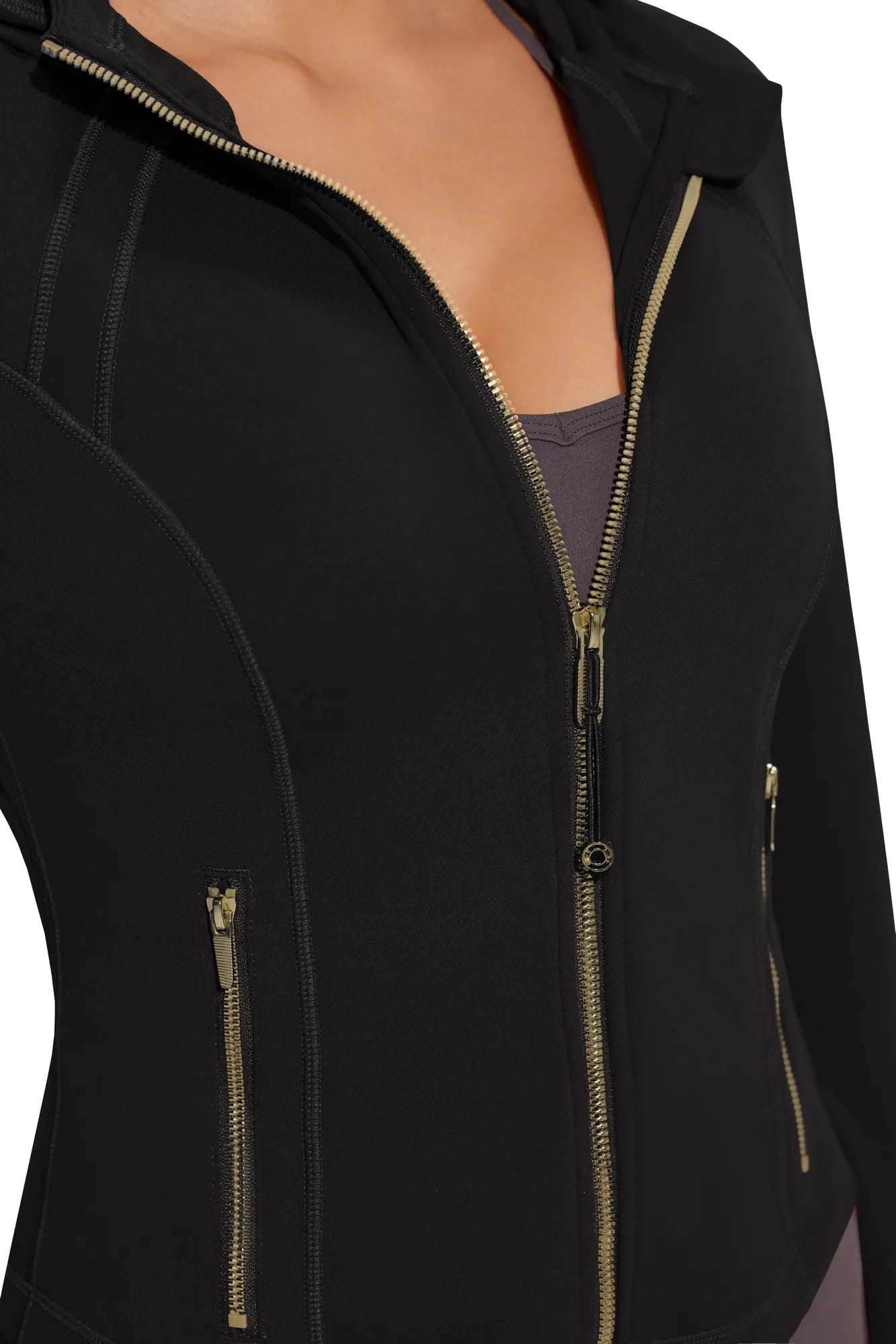 Golden Zip Up Athletic Tops Workout Jackets-SUUKSESS-SUUKSESS