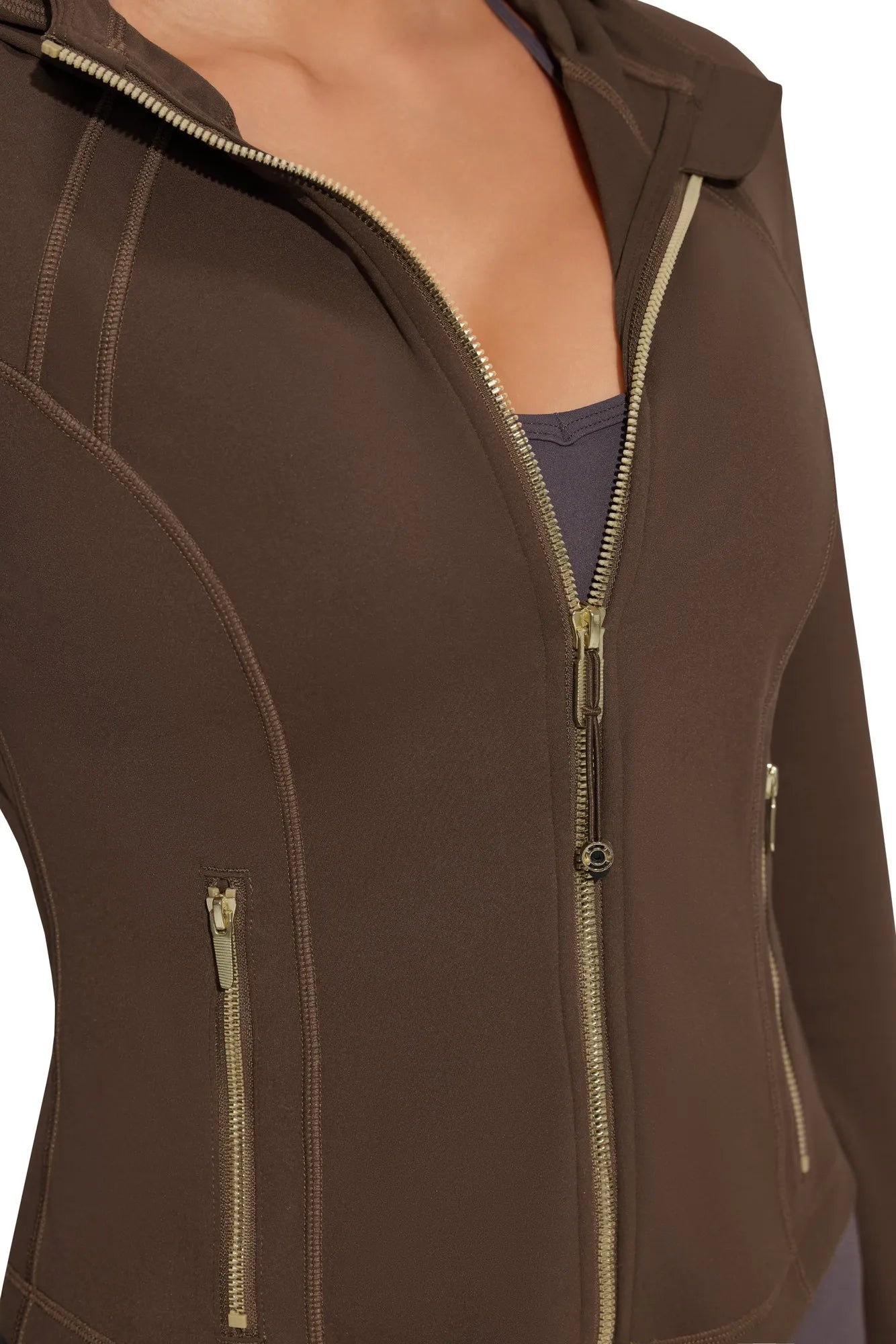 Golden Zip Up Athletic Tops Workout Jackets-SUUKSESS-SUUKSESS