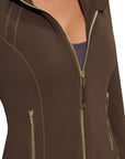 Golden Zip Up Athletic Tops Workout Jackets-SUUKSESS-SUUKSESS