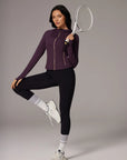 Golden Zip Up Athletic Tops Workout Jackets-SUUKSESS-Deep Purple-XS-SUUKSESS