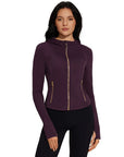 Golden Zip Up Athletic Tops Workout Jackets-SUUKSESS-SUUKSESS