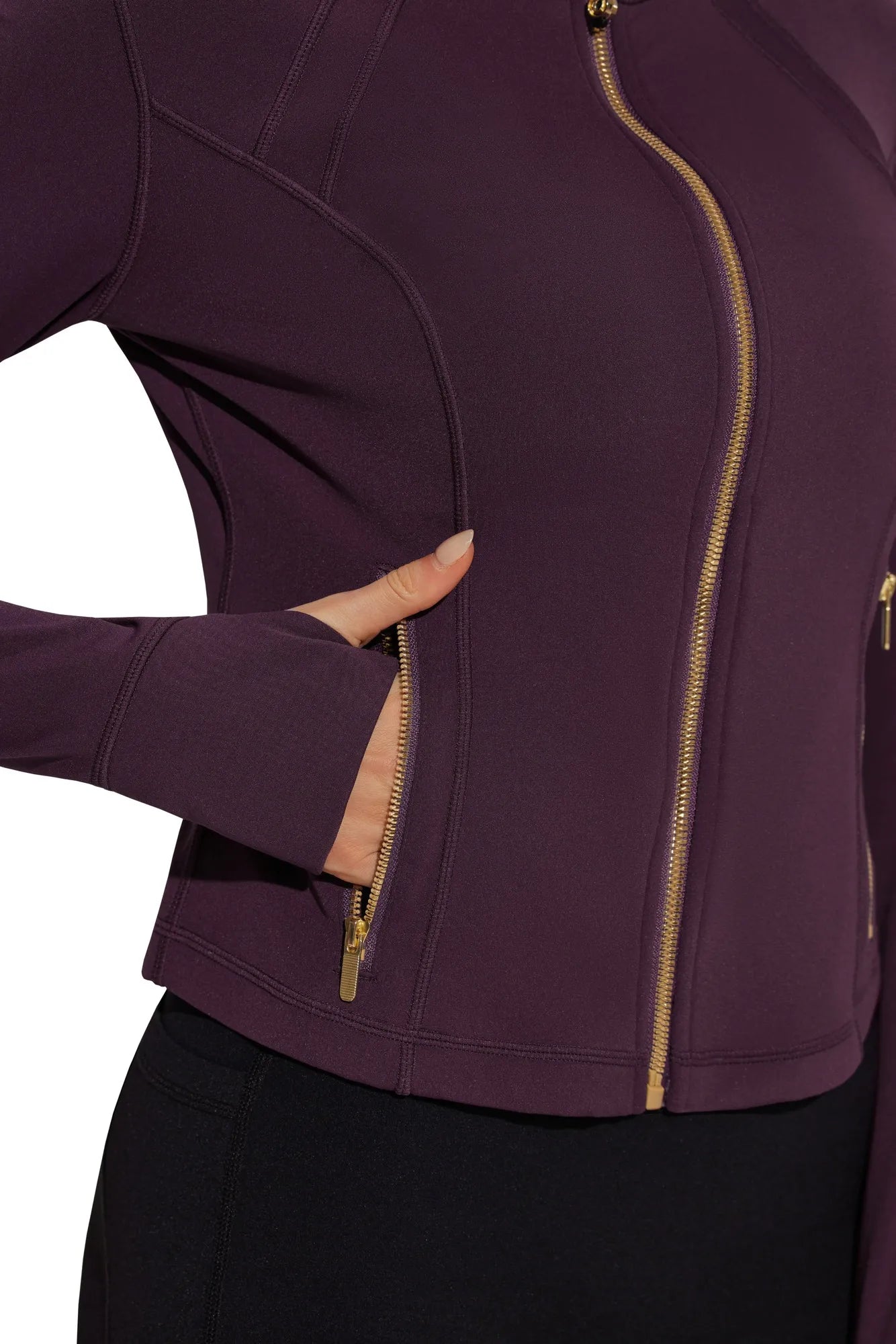Golden Zip Up Athletic Tops Workout Jackets-SUUKSESS-SUUKSESS