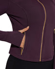 Golden Zip Up Athletic Tops Workout Jackets-SUUKSESS-SUUKSESS