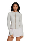 Golden Zip Up Athletic Tops Workout Jackets-SUUKSESS-SUUKSESS