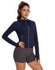 Golden Zip Up Athletic Tops Workout Jackets-SUUKSESS-SUUKSESS