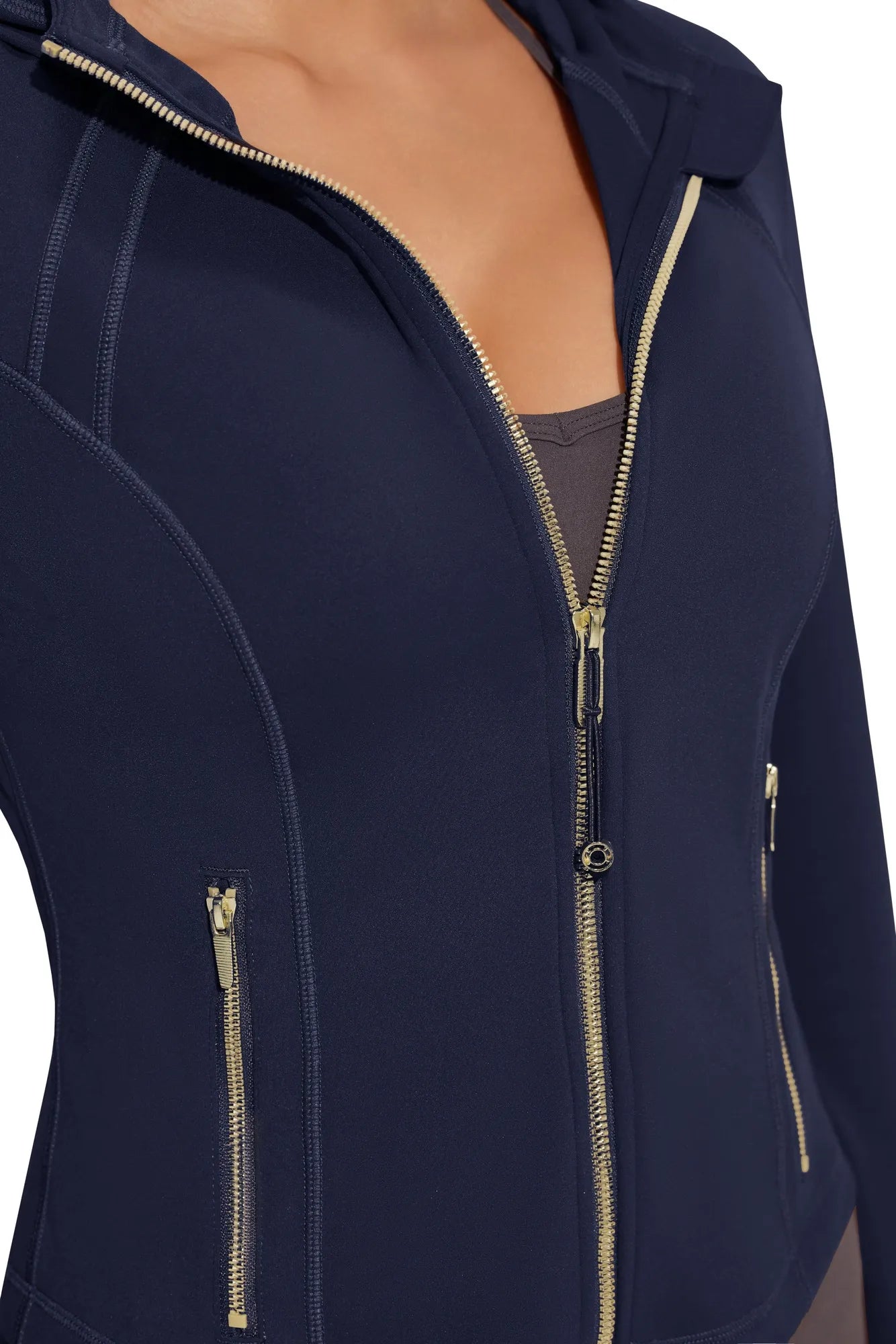 Golden Zip Up Athletic Tops Workout Jackets-SUUKSESS-SUUKSESS