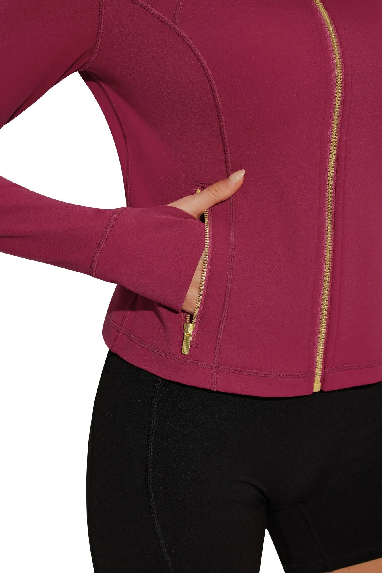 Golden Zip Up Athletic Tops Workout Jackets-SUUKSESS-SUUKSESS