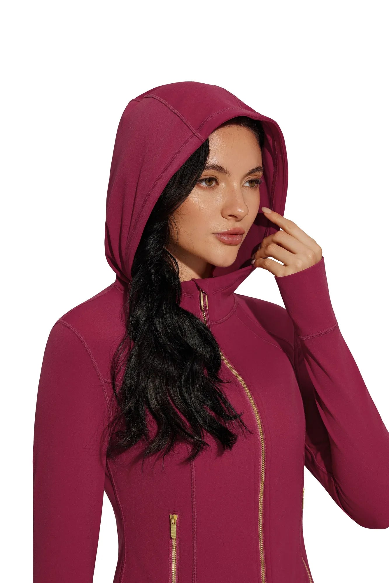 Golden Zip Up Athletic Tops Workout Jackets-SUUKSESS-SUUKSESS