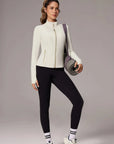 Golden Zip Up Workout Jackets-SUUKSESS-White-XS-SUUKSESS
